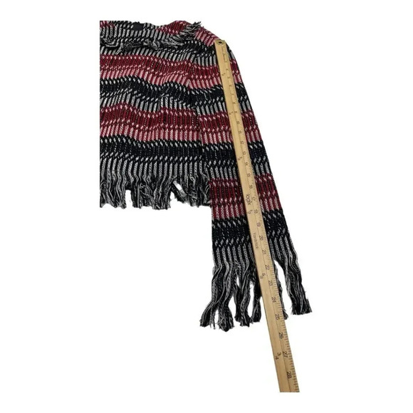 NICHOLAS Fringe Tweed Red Black Stripe Cotton Wool Woven Zip Top - Picture 13 of 15